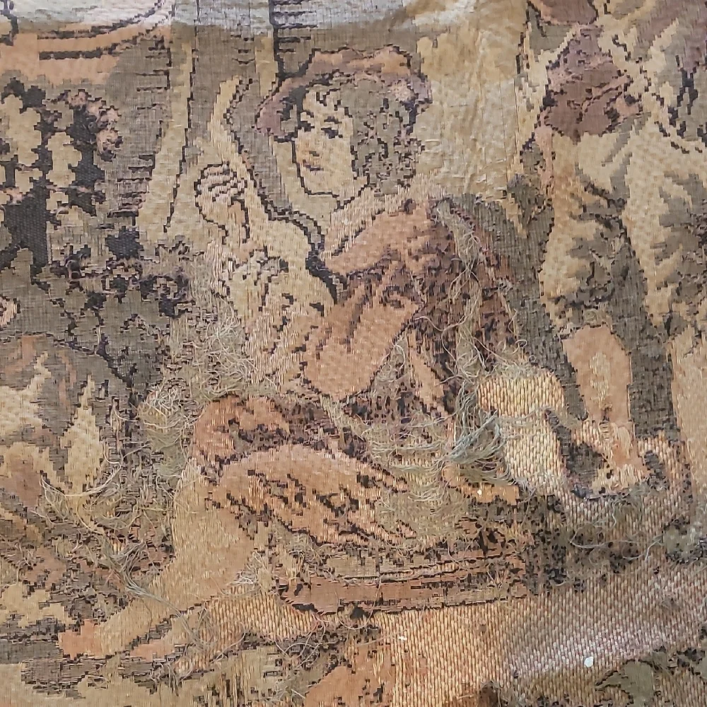 Vintage French Late 1800's Tapestry with Pastoral Scene